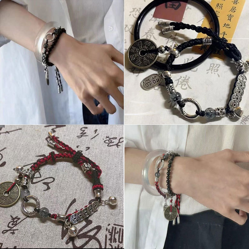 New Chinese-Style Five Emperors Money and Mountain Ghost Coin Bracelet, Original Niche Design, Chinese Style Braided Bracelet for Men and Women New Chinese-Style Five Emperors Money and Mountain Ghost Coin Bracelet, Original Niche Design, Chinese Style Braided Bracelet for Men and Women