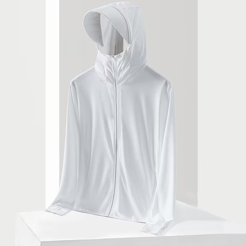 Verano Hielo protector solar para hombres y mujeres secado rápido ligero transpirable ocio versátil al aire libre chaqueta con capuz image 14