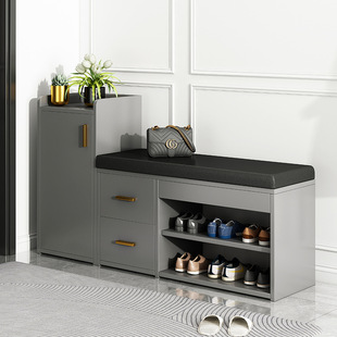 Carefully Selected Shoe-Changing Stool for Home Entrance, Light Luxury Shoe Cabinet, Multi-Functional Entry Shoe Rack and Stool, Integrated Door Storage, Soft Bag for Wearing