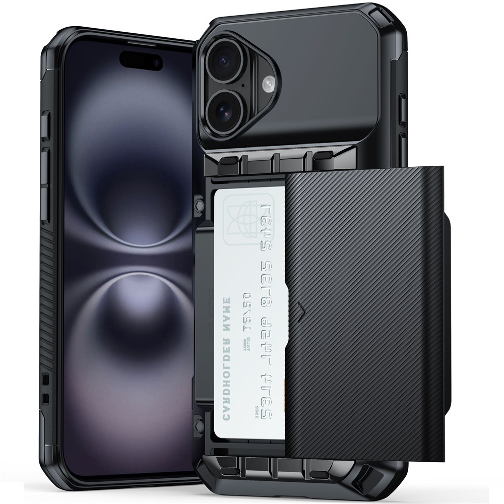适用iPhone16插卡手机壳15Plus套啤滑盖卡包多功能苹果14/13硬套