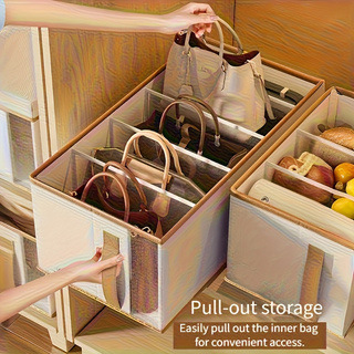Aufbewahrungsbox für Handtaschen, staubdicht, großes Fassungsvermögen, Fachaufteilung, Aufbewahrungskorb für Hosen und Taschen, Haushalt, offen, Kleiderschrank-Organizer, Wäschesortierkiste