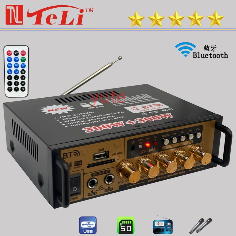 新型bluetooth機能再生機家庭用ミニアンプ220v 12vボルト両用ラジオ機能再生機|undefined