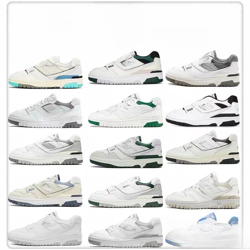 Putian New Balance Nb 550 White and Green Retro Sports and Leisure Couple Skate Shoes Trendyy Versatile Men's and Women's Sneakers