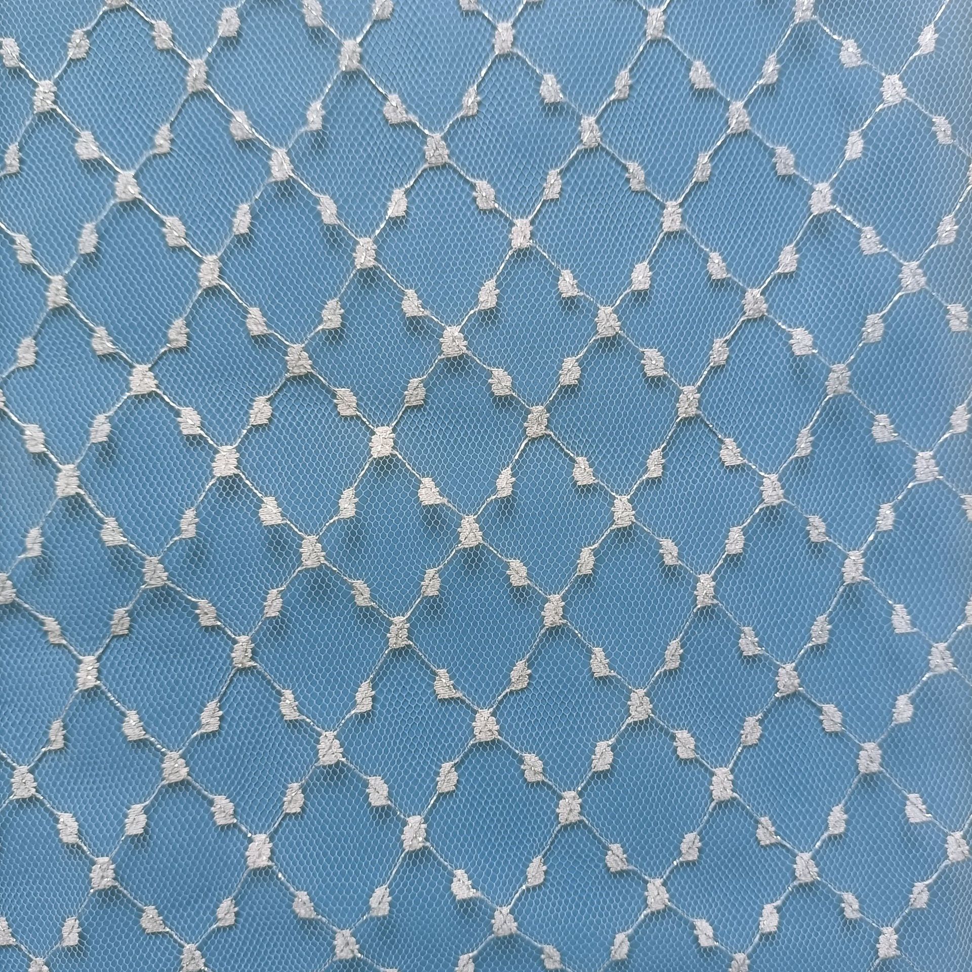 多色供应 银线点点网纱 无弹菱形蕾丝面料 几何菱形锦纶蕾丝面料