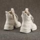 Cowhide Martin boots for women 2023 Winter fleece-lined new height increasing British style short boots for women European slim mid-calf women's boots