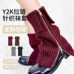 新款日系袜竖条腿套辣妹中筒拉链y2k堆堆袜女jk秋冬保暖小腿袜套
