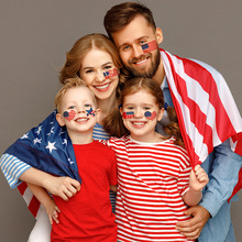 独立日脸贴美国国庆节派对庆祝游行装饰手臂纸质贴花USA国旗贴纸