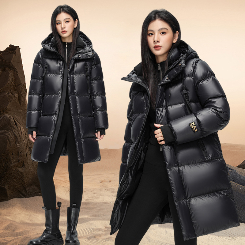 High-End Genuine Black Gold Goose down Jacket Northeast Ultra-Thick Mid-Length Six-Grid Minus 40 Degree Extreme Cold down Jacket for Women