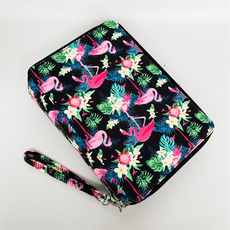 Bolsa de lápices multicolor con estampado de tela Oxford, bolsa de papelería para estudiantes, bolsa de lápices de almacenamiento de pintura artística con 200 agujeros, cremallera portátil