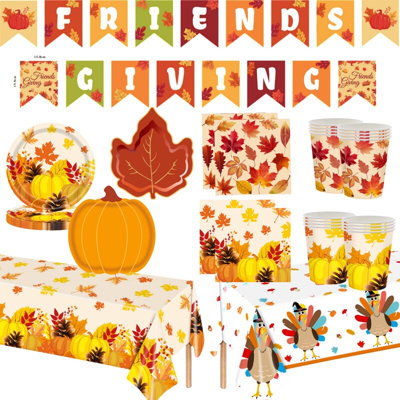 Autumn Thanksgiving Theme Party Tableware Maple Leaf Pumpkin Holiday Decoration Disposable Paper Plate Paper Towel Paper Cup Tablecloth Autumn Thanksgiving Theme Party Tableware Maple Leaf Pumpkin Holiday Decoration Disposable Paper Plate Paper Towel Paper Cup Tablecloth