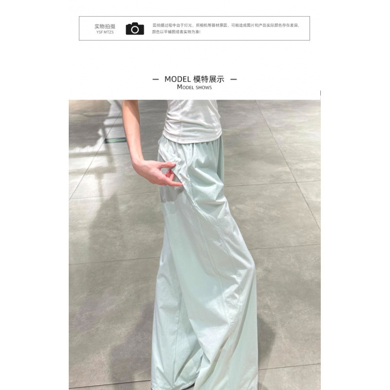 蓝色速干工装裤女夏季薄款2025新款宽松直筒休闲小个子阔腿运动裤|undefined