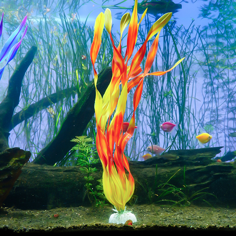 Decoración de la pecera de nuevo estilo, suministro directo transfronterizo, simulación de plástico, algas falsas, cinturón mediano, algas marinas de 35cm, venta caliente