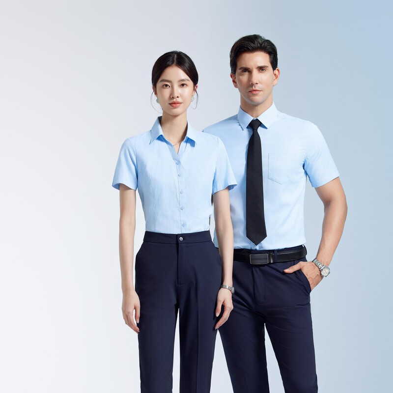 Unisex Coarse Twill Shirt, New Spring/Summer Professional Formal Wear, Cotton Shirt, Workwear with Logo
