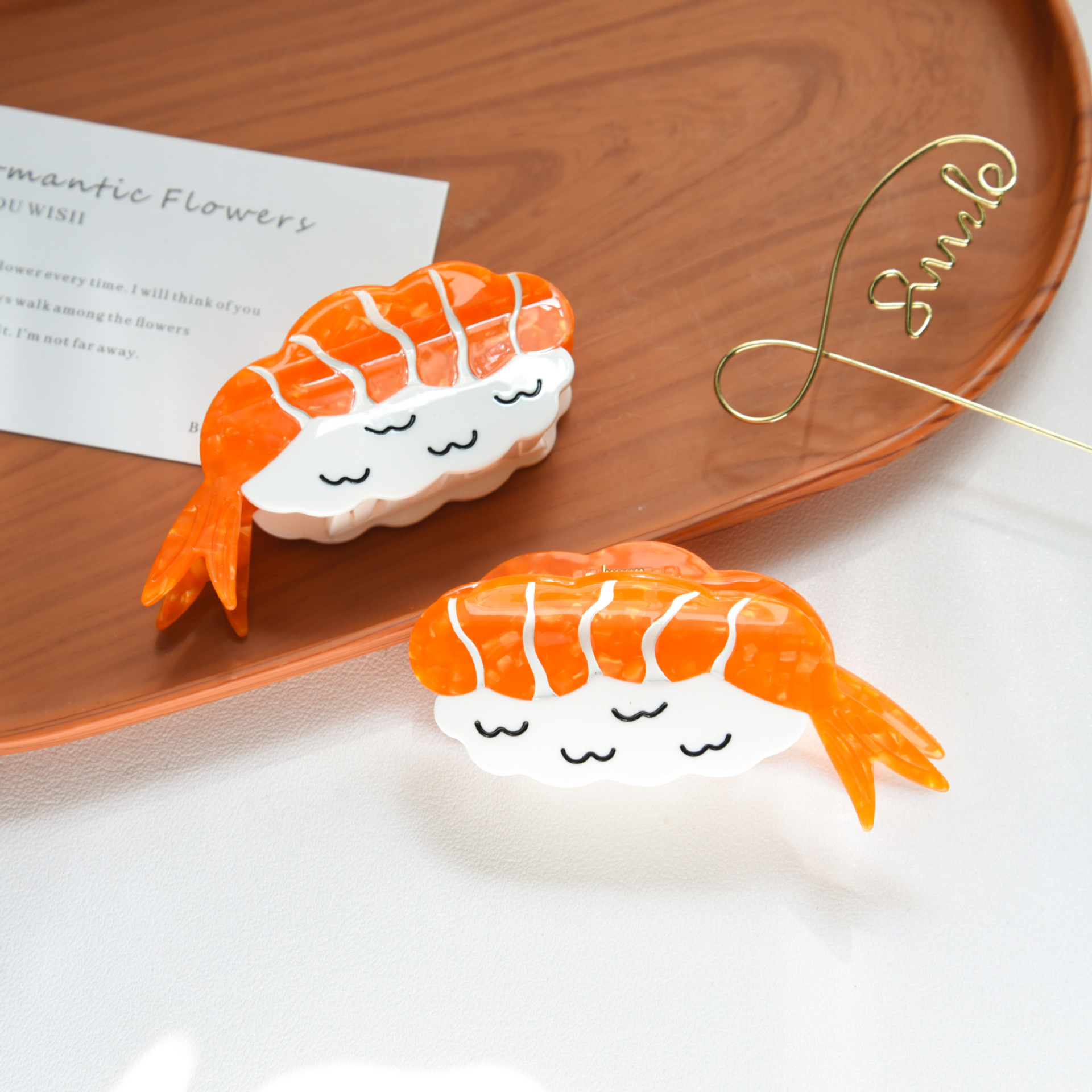 44g Weight Hair Claws Hair Accessories Type 1 Piece Quantity Daily Occasion Acetic acid sheets Material Sushi, Shrimp Pattern All Seasons Season Women's Gender Cute, Modern Style Style Cute Modern Style Women's Sushi Shrimp Acetic Acid Sheets Hair Claws 12