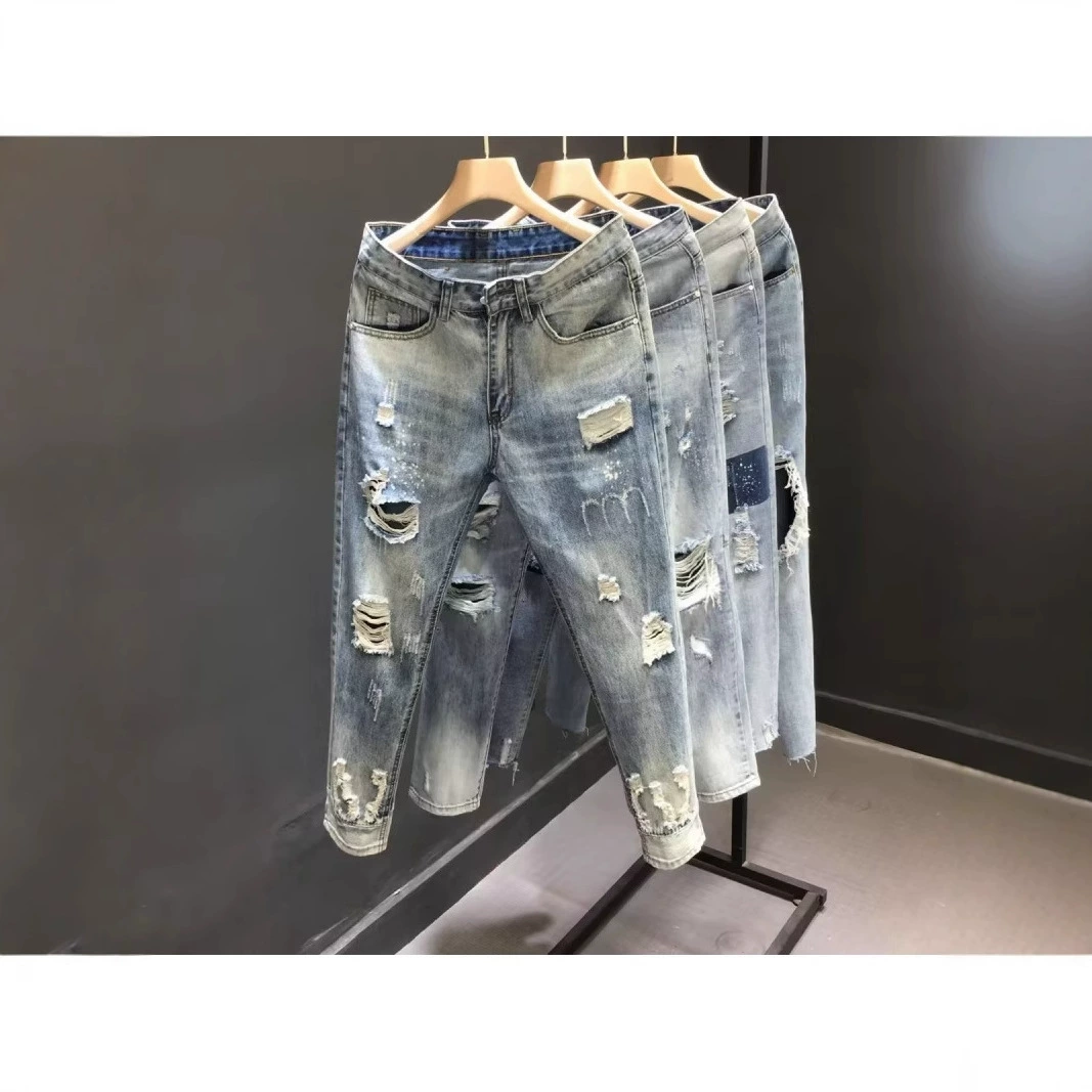 Летние джинсы, легкие штаны, корейский стиль, slim fit