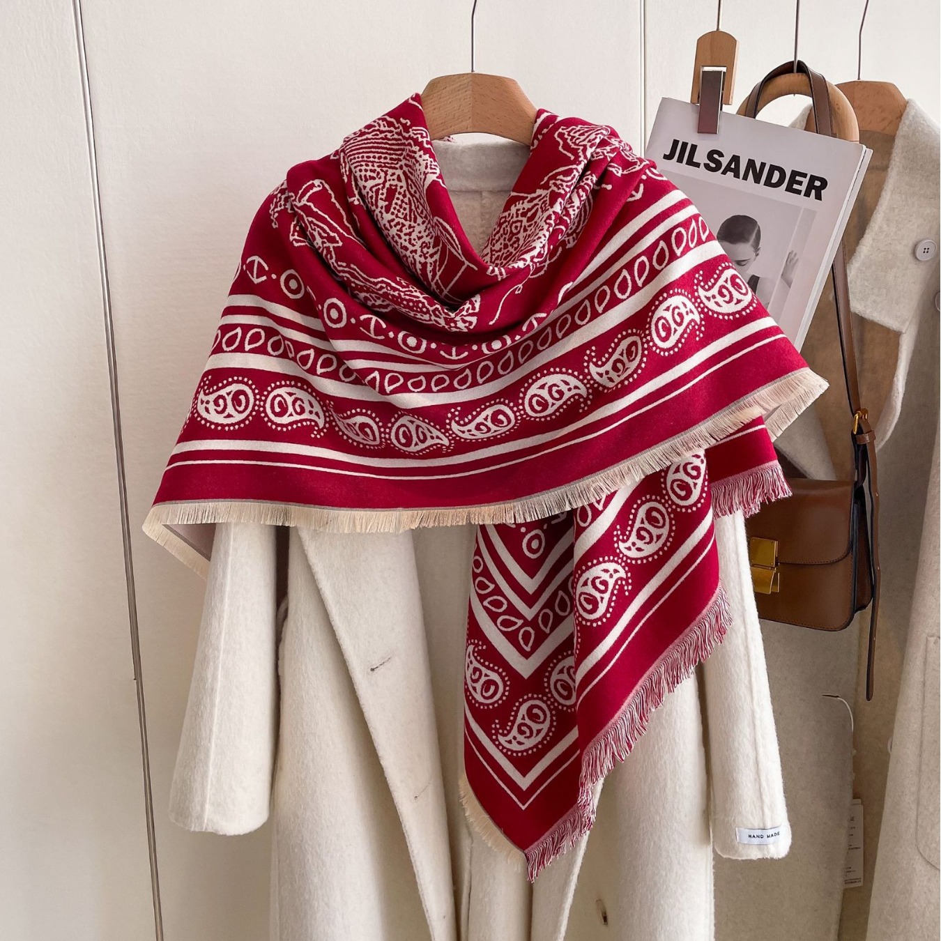 2024 flores de anacaju vintage nuevo tipo imitación de chal de cachemira aire exterior con una capa de invierno otoño calentamiento moda toallas grandes