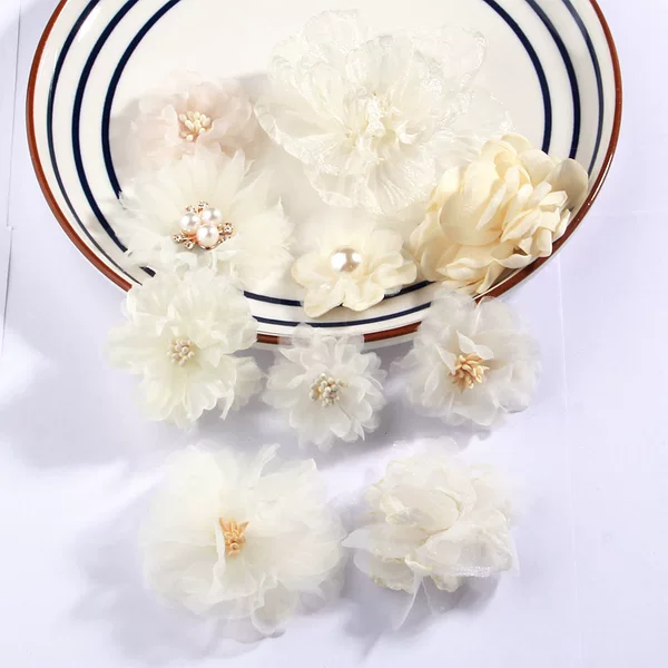 Organza Stereo Fabric Hibiscus Gauze Flower Fake Flower DIY Handmade Headwear Hairpin Material Clothing Straw Hat Flower Accessories