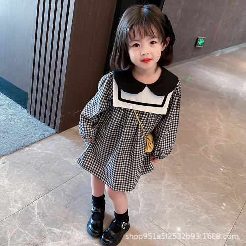 Girls' Spring and Autumn Fashion Viral Trendy Dress  New Korean Version College Girl Baby Skirt Princess Dress Trendy