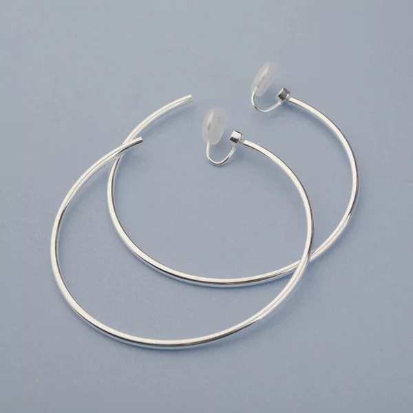 Silver glossy plain ring large ring earrings non-pierced mosquito coil ear clip shaking cross-border wholesale earrings for women simple