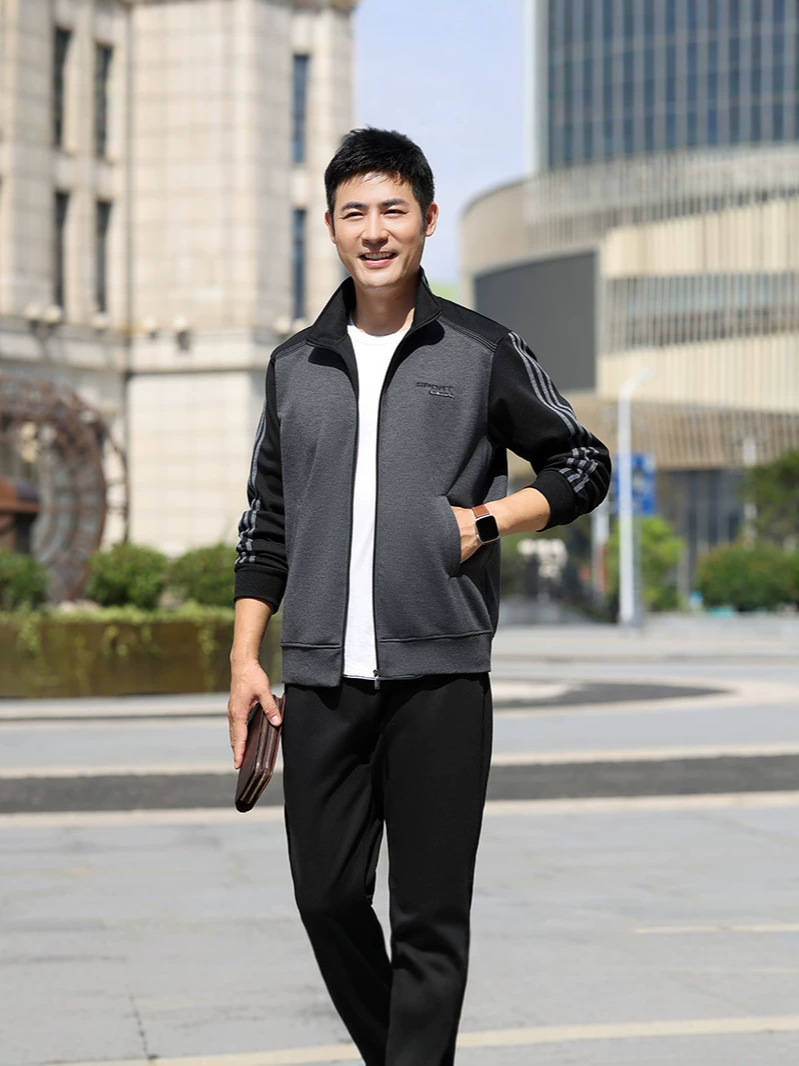 Middle-aged and elderly sports suit spring and autumn middle-aged clothes father clothes leisure sports men's two-piece outdoor morning exercise