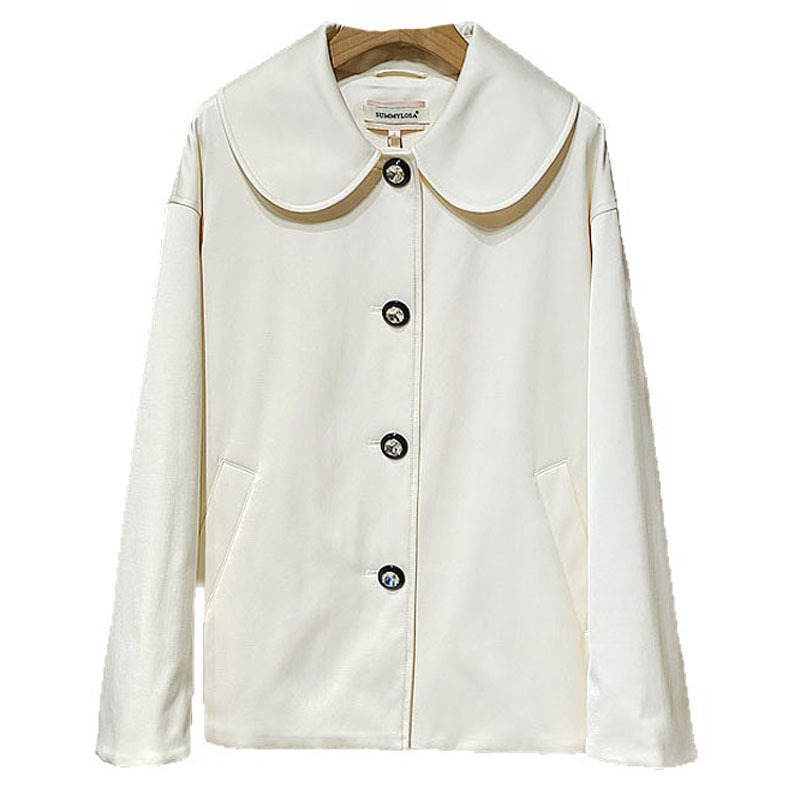 1件起批2025冬女装 XRJ7G02D米白色优雅淑女风衣棉服外套S250800|undefined
