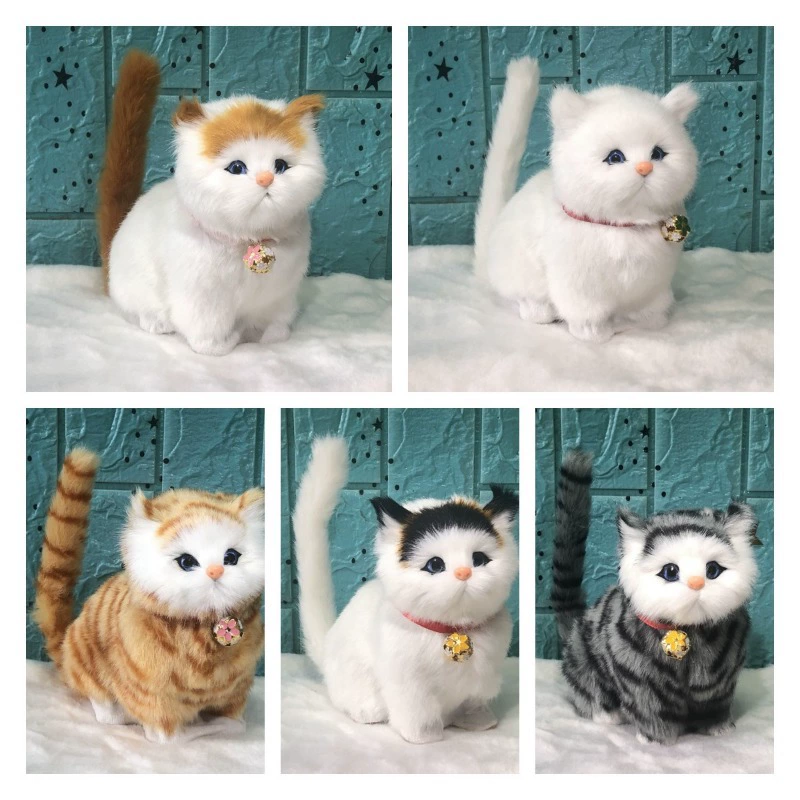 Мягкая игрушка-кошка реалистичная со звуком
