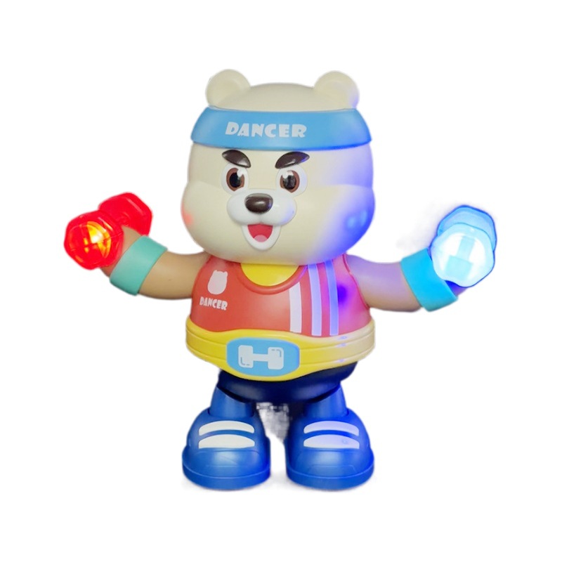 Juguetes eléctricos transfronterizos de ejercicios osos dinámicos luces música danza niños osos juguetes robot al por mayor