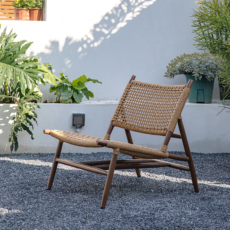 Mesa y silla de caña Jardín Sofá patio al aire libre Balcón al aire libre Villa silla trenzada terraza de caña