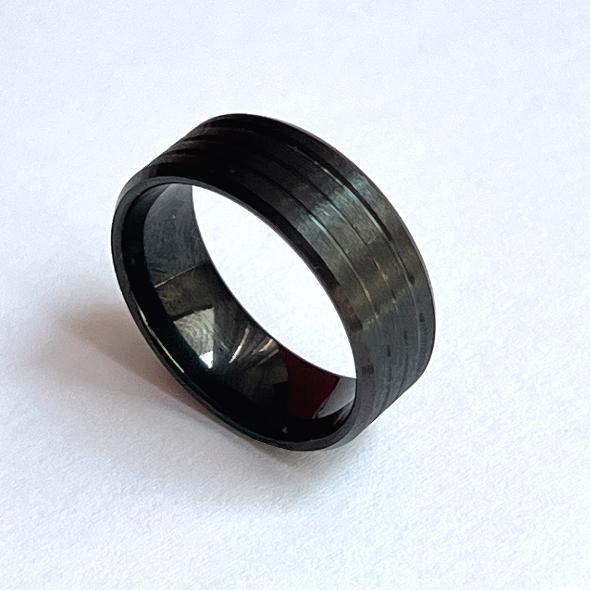 Europa y América nueva moda anillo de los hombres de acero inoxidable 6mm bola interior exterior plana línea media titanio fabricante de joyas de acero image 8