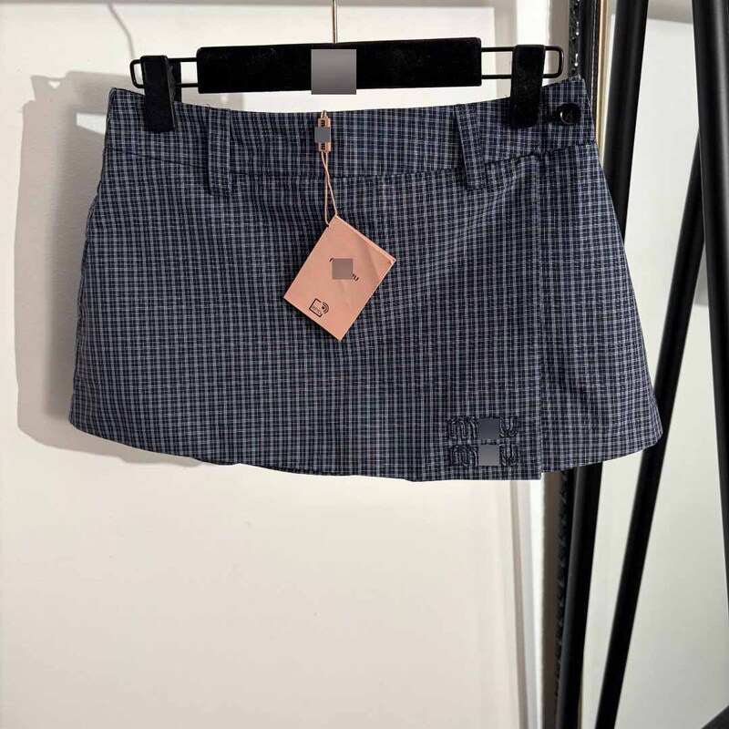 Nanyou High-Quality Miu Plaid New Style Korean Fashion Trendy Logo Letter Patch Plaid Shorts Skirt