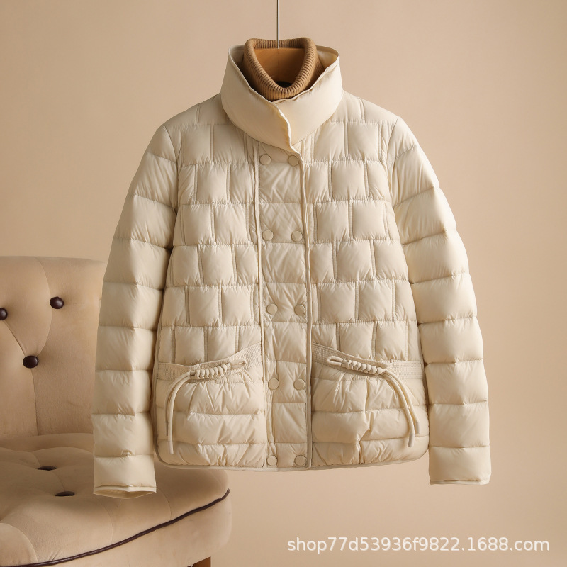 Korean Style Fashionable Lightweight Down Jacket Women's Short 2024 New Style Simple Slimming Design Sense Trendy Thin Coat for Small Men