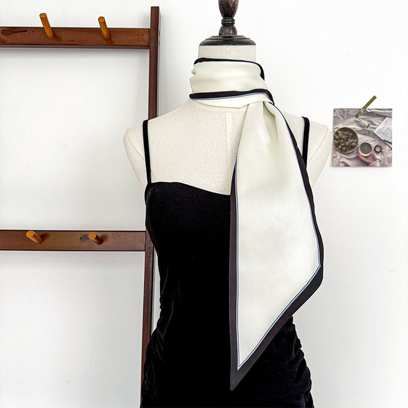 Bufanda de seda, atmósfera coreana, nuevo temperamento, cinta de esquina afilada de moda, cinturón de seda de imitación, bufanda con cuello
