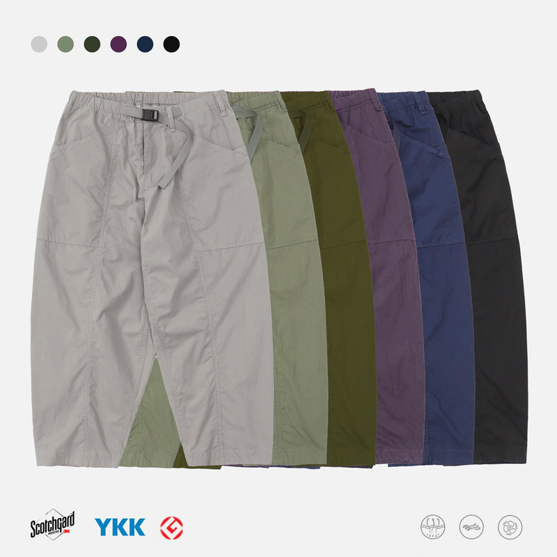 Ding Ming Rìqì Workwear | 26Ss Lightweight Plaid Comfortable Washed Multi-Pocket Slightly Tapered Belted Nine-Quarter Casual Pants for Men