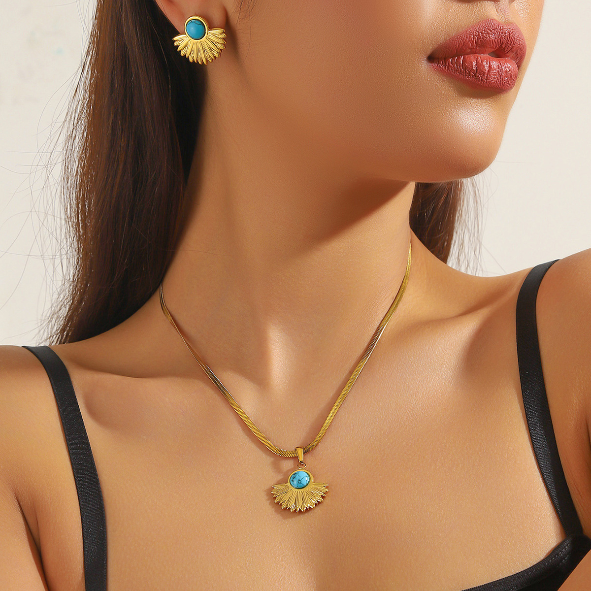 10g Weight Jewelry Set Classification snake chain Chain Type Earrings + Necklace Quantity Holiday, Daily Occasion 304 Stainless Steel Material Geometric, Heart Shape Pattern All Seasons Season Women's Gender Plating Design Vintage Style, Simple Style Style Wholesale Jewelry Vintage Style Simple Style Geometric Heart Shape 304 Stainless Steel Plating Jewelry Set Snake Chain 6