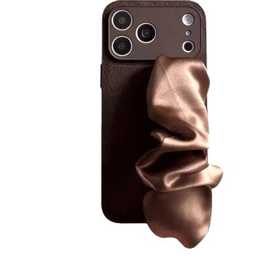 小眾純色月坑紋絲巾腕帶適用18promax蘋果16手機殼iPhone15新款17 5
