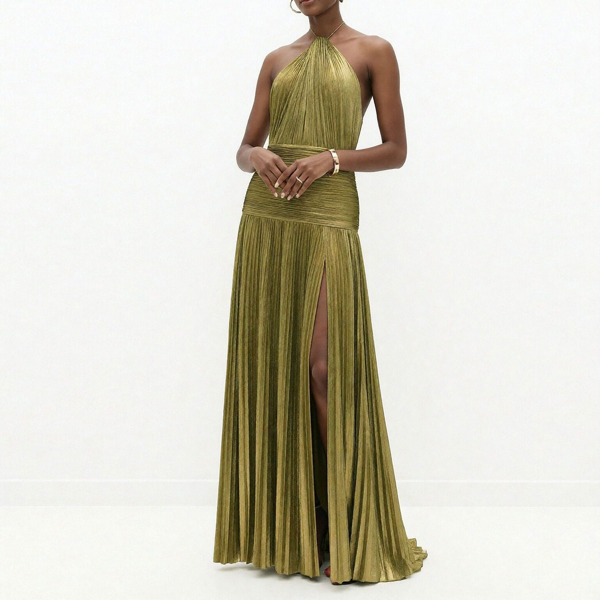 2026 Spring New Foreign Trade European And American Women's Fashion Elegant Waist-Cinching Halter Neck Backless_ecoleips.com