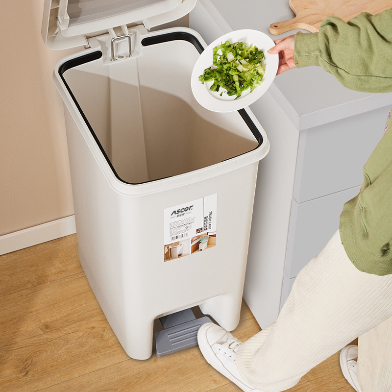 Trash Can with Lid for Home Kitchen Large Capacity Bathroom Living Room Toilet High-End Foot Pedal Large Garbage Paper Basket