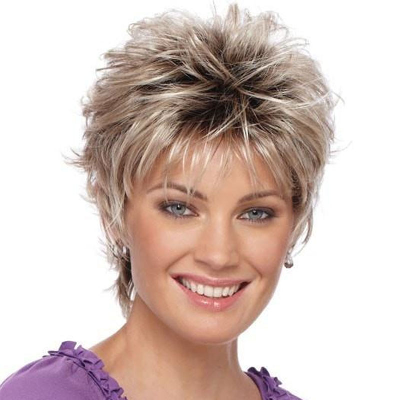 Factory Outlet Foreign Trade Wig Short Curly Hair Outer warped Fluffy Gradient Wig European and American Women's Short Hair One Piece Factory Outlet Foreign Trade Wig Short Curly Hair Outer warped Fluffy Gradient Wig European and American Women's Short Hair One Piece