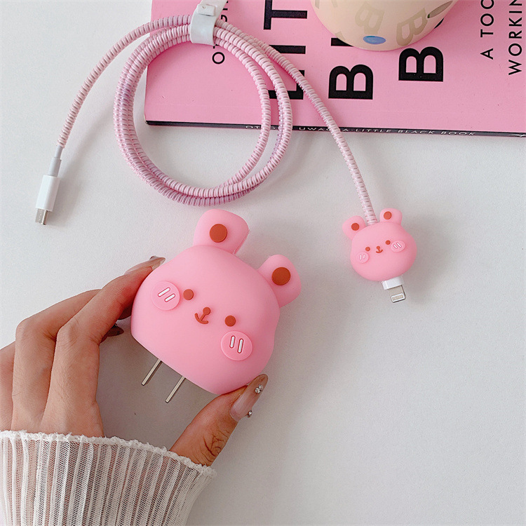 2023 nuevo cargador de dibujos animados cubierta protectora adecuada para Apple carga rápida cabeza 18/20W estándar europeo estándar americano aplicable