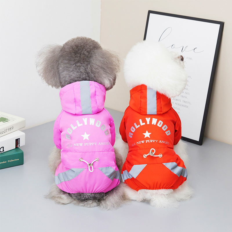 Pet clothes multi-color raincoat Teddy small and medium-sized dog clothing Pomeranian puppy clothes can be hung with a leash cross-border