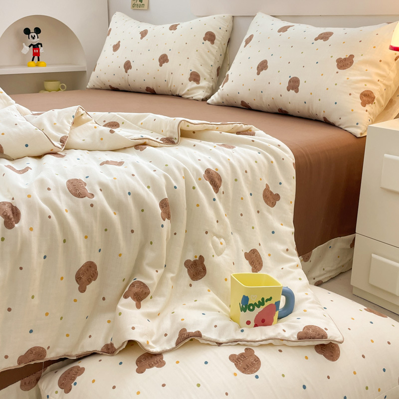 A-class baby and mother-level 100% cotton double-layered soybean-filled quilt cover summer thin filling machine-washable air conditioning quilt