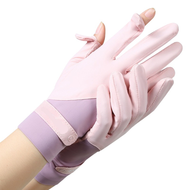 Ice Silk Sun Protection Gloves for Men and Women in Spring and Summer, Thin, Non-Slip, Touch Screen, Two-Finger, Anti-Uv, Sunshade, Breathable for Cycling