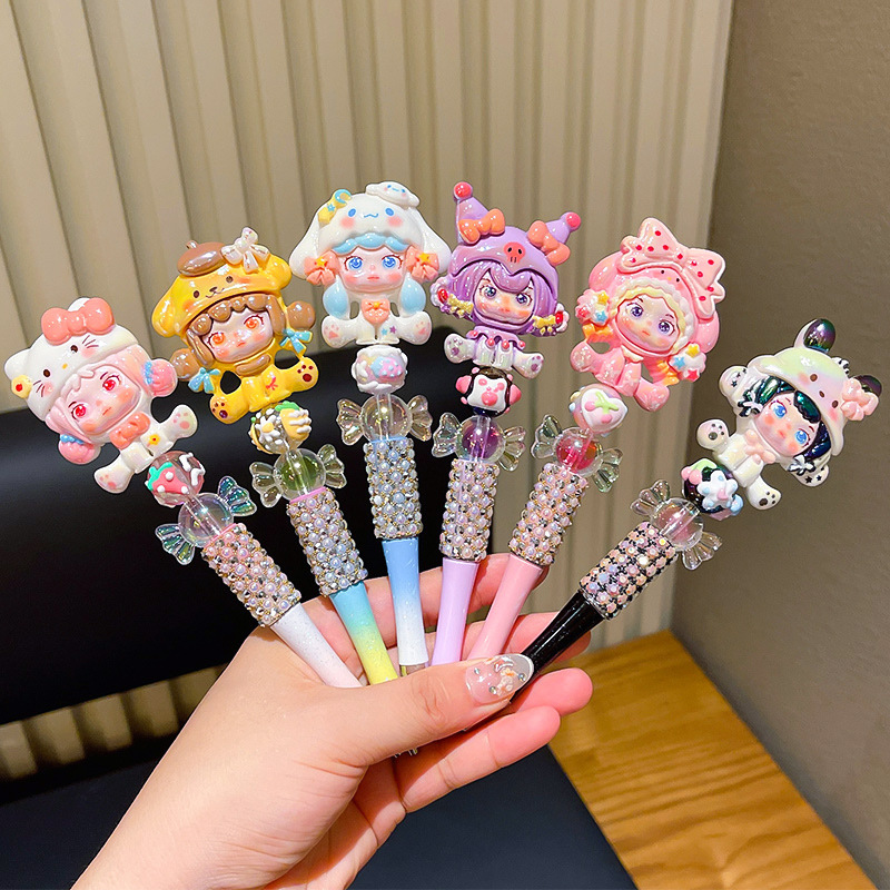 Lápiz de bola dibujos animados negros Sanrio creativo diamante princesa lápiz de color niña pequeña examen especial papelería infantil