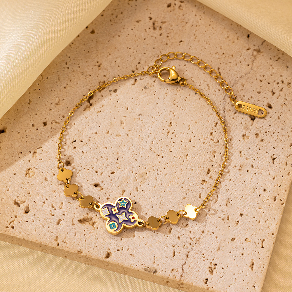 25g Weight 0.03µm-0.05µm Gold Plating Thickness PVD Coated Gold Plating Process 18K Real Gold Plated Plating Material 304 Stainless Steel Pendant Material Zircon Inlay Material Bracelets Classification 304 Stainless Steel Chain Material Cuban Link Chain Curb Chain, box chain, Twisted Rope Chain, snake chain, figaro chain Chain Type 1 Piece Quantity Daily Occasion 304 Stainless Steel Material Eye, Flower, Butterfly Pattern Women's Gender Casual, Simple Style Style Enamel, Inlay Craft Casual Simple Style Eye Flower Butterfly Titanium Steel Zircon Bracelets In Bulk 38