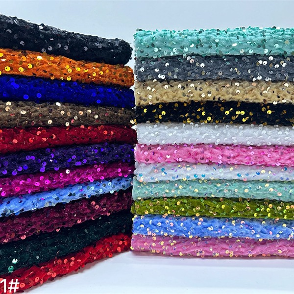 Otoño y invierno tela de terciopelo elástica 5mm oro espuma de cuentas de espuma de Navidad vestido de moda tela de sequilla image 3