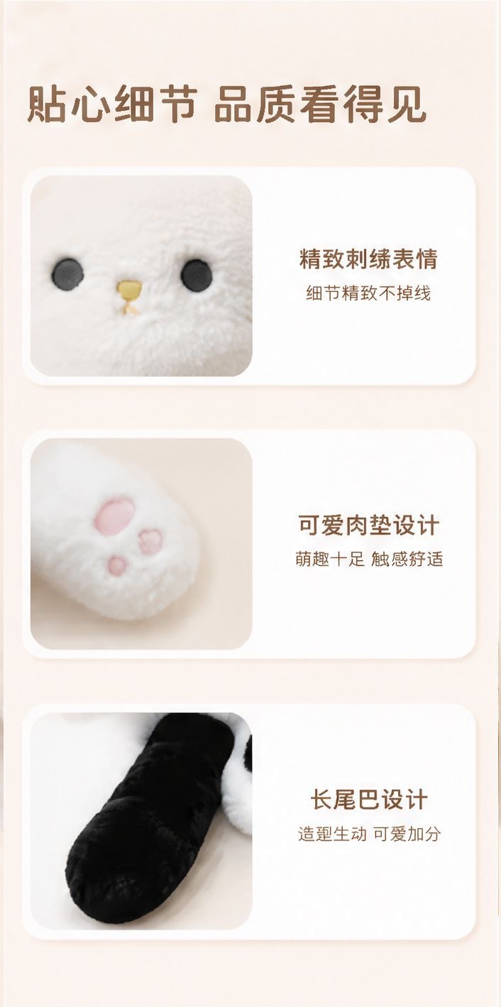 Popular three-colored cat plush toy, long pillow, black cat doll, leg-hugging sleeping companion gift, foreign trade cross-border wholesale
