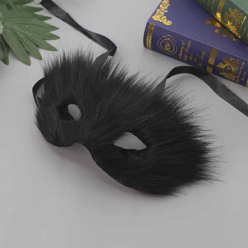 Oferta exclusiva de Amazon Venta caliente máscara de media cara de zorro de pelo largo fiesta de baile máscara de zorro de peluche sexy