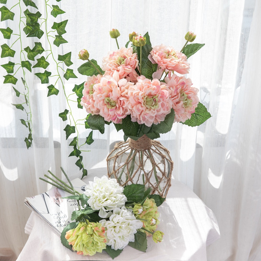 仿真花批發 大麗花2頭廠家出口假花批發家庭裝飾婚慶布置GF14979