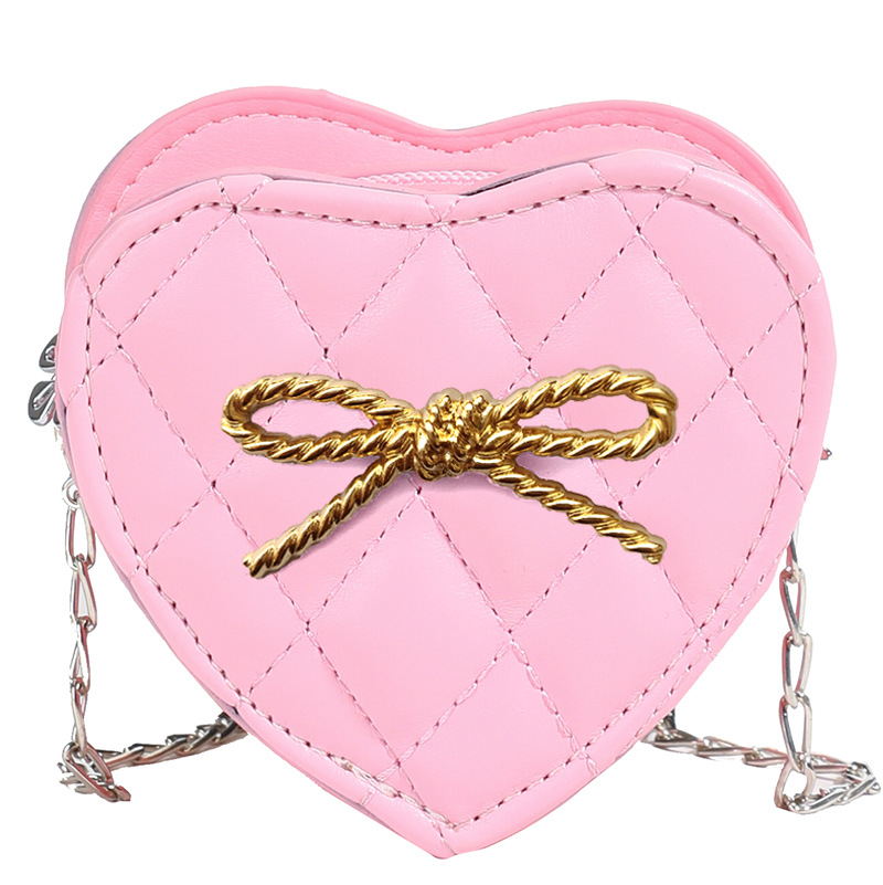 2025 nuevo bolso para niños love bowknot mini bolso de hombro para bebé hilo de bordar rombo bolso de mensajero de cadena para niñas