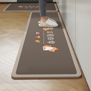 Kitchen Floor Mat Oil-proof Non-slip Cartoon Diatom Mud Dirt-resistant Easy-care Foot Mat Quick-drying Wear-resistant Long Floor Mat